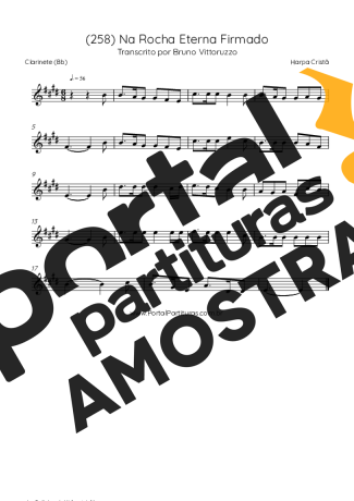 Harpa Cristã (258) Na Rocha Eterna Firmado partitura para Clarinete (Bb)