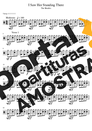 The Beatles I Saw Her Standing There partitura para Bateria