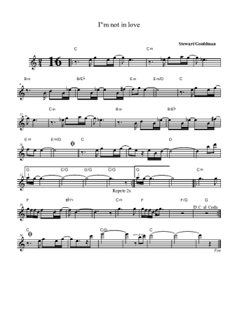 2356 Partitura - I´m Not In Love - Saxofone Tenor Soprano (Bb)