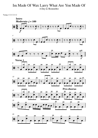 40317 Partitura - I´m Made Of Wax Larry What Are You Made Of - Bateria