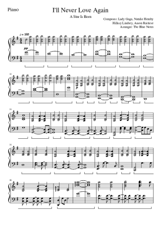 11363 Partitura - Ill Never Love Again - Piano
