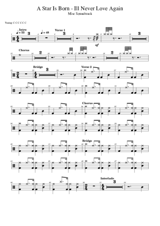 43924 Partitura - I´ll Never Love Again - Bateria