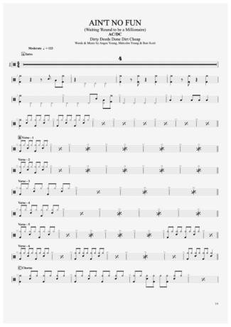 34689 Partitura - Ain´t No Fun (Waiting Round To Be A Millionaire) - Bateria