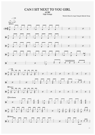 34326 Partitura - Can I Sit Next To Your Girl - Bateria