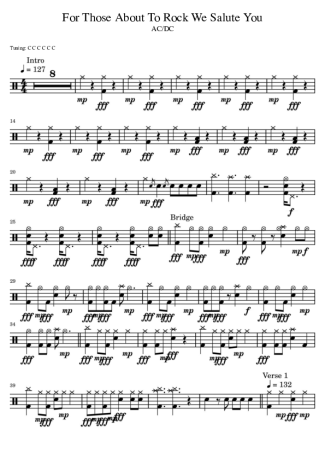 37548 Partitura - For Those About To Rock We Salute You - Bateria