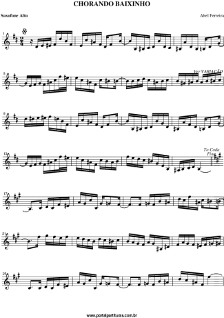 779 Partitura - Chorando Baixinho - Saxofone Alto (Eb)