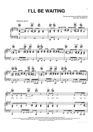2804 Partitura -  I´ll Be Waiting - Piano