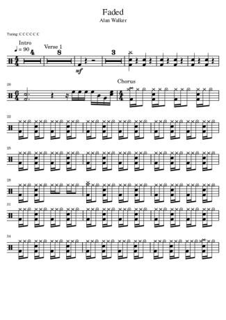 38216 Partitura - Faded - Bateria