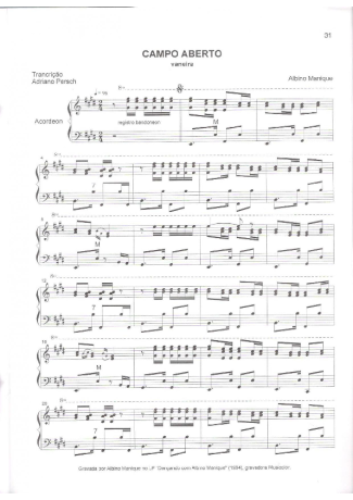 15403 Partitura - Campo Aberto - Acordeon
