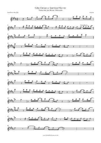 42432 Partitura - Não Deixe O Samba Morrer - Saxofone Alto (Eb)