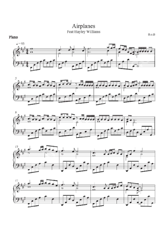 686 Partitura - Airplanes ft Hayley Williams - Piano
