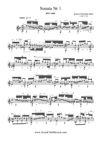 7671 Partitura - Adagio BWV 1001 (da Sonata Nr 1 para Violino) - Violão