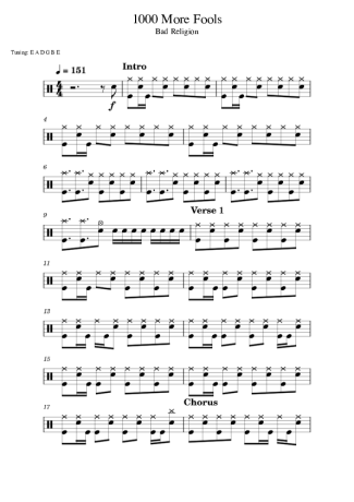 40420 Partitura - 1000 More Fools - Bateria