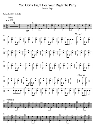You Gotta Fight For Your Right To Party - Beastie Boys | Partitura para Bateria | Download em PDF