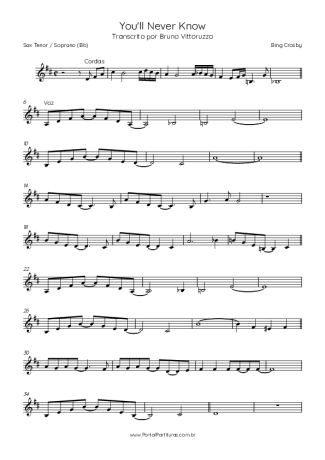 40758 Partitura - You´ll Never Know - Saxofone Tenor Soprano (Bb)