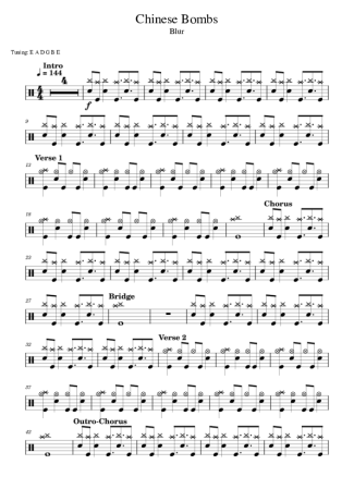 41709 Noten - Chinese Bombs - Schlagzeug