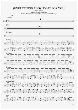 33415 Partitura - (Everything I Do) I Do It For You - Bateria