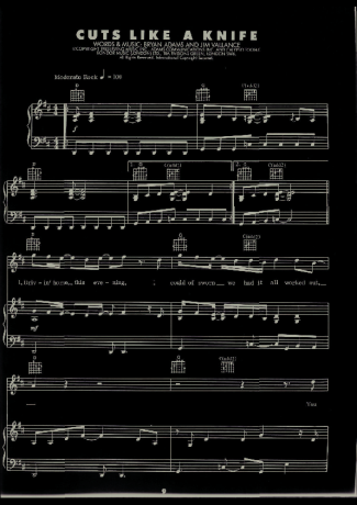 Cuts Like A Knife - Bryan Adams | Partitura para Piano | Download em PDF