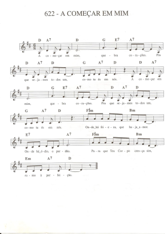 9197 Partitura - A Começar em Mim - Teclado