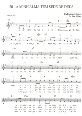 9205 Partitura - A Minha Alma Tem Sede de Deus - Teclado