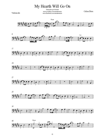 21135 Partitura - My Heart Will Go On - Violoncelo
