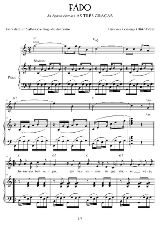 4045 Partitura - Fado da Ópera-cômica As Três Graças - Piano