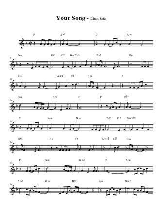 1571 Partitura - Your Song - Saxofone Tenor Soprano (Bb)