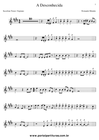 870 Partitura - A Desconhecida - Saxofone Tenor Soprano (Bb)