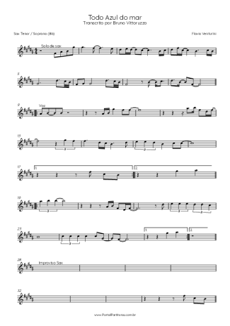 37366 Partitura - Todo Azul Do Mar - Saxofone Tenor Soprano (Bb)