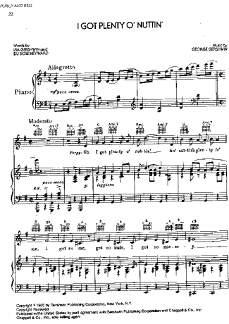 1900 Partitura -  I Got Plenty O´ Nuttin´ - Piano