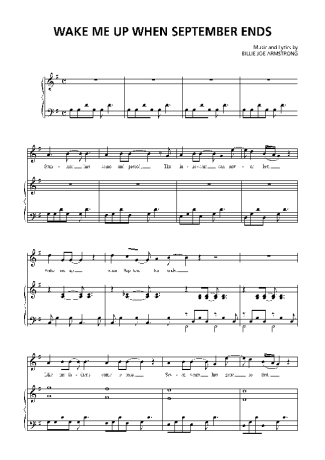 1512 Partitura -  Wake Me Up When September Ends - Piano