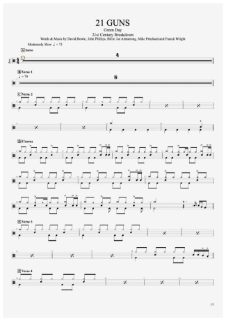 33768 Partitura - 21 Guns - Bateria