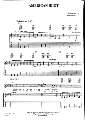 18554 Partitura - American Idiot - Guitarra
