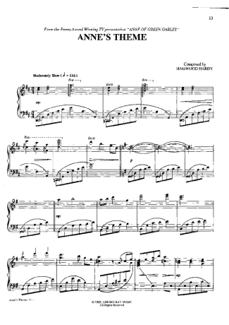 35852 Partitura - Anne´s Theme - Piano