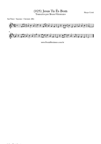 28374 Partitura - (025) Jesus Tu És Bom - Clarinete (Bb)