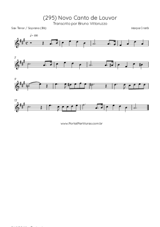 39837 Partitura - (295) Novo Canto De Louvor - Saxofone Tenor Soprano (Bb)