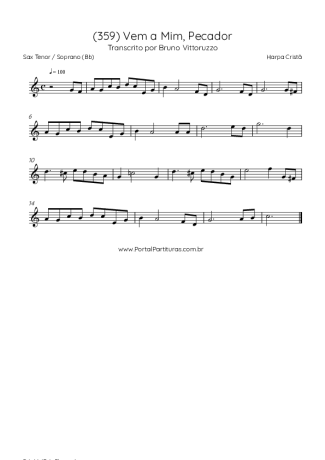 43002 Partitura - (359) Vem A Mim Pecador - Saxofone Tenor Soprano (Bb)