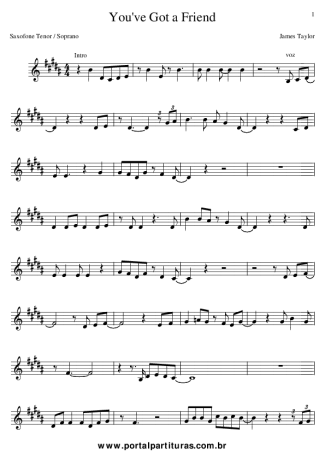883 Partitura - You´ve Got a Friend - Saxofone Tenor Soprano (Bb)