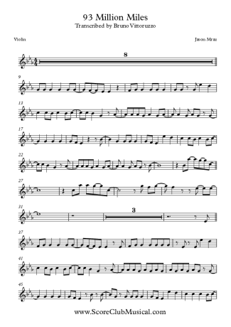 8606 Partitura - 93 Million Miles - Violino