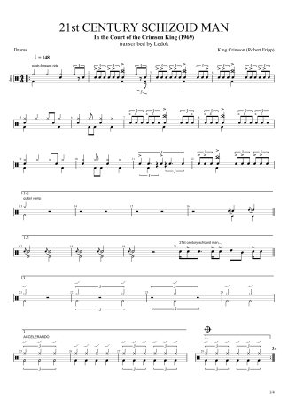 31641 Partitura - 21st Century Schizoid Man - Bateria