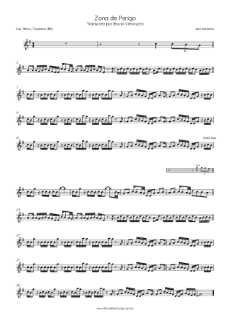 35415 Partitura - Zona De Perigo - Saxofone Tenor Soprano (Bb)