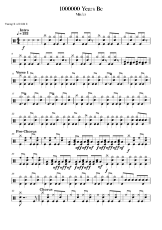 41733 Partitura - 1000000 Years Bc - Bateria