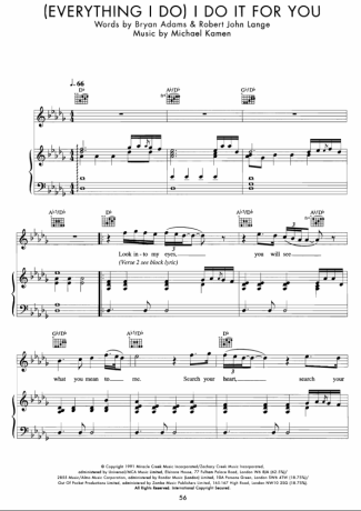 23567 Partitura - (Everything I Do) I Do It For You - Piano