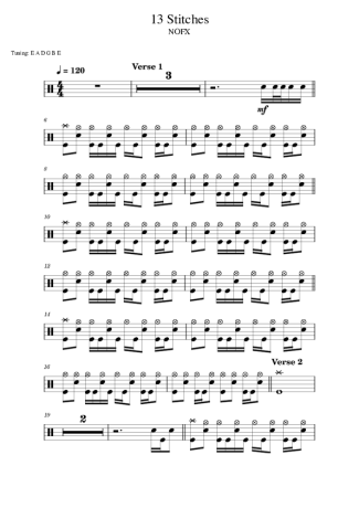 40693 Partitura - 13 Stitches - Bateria
