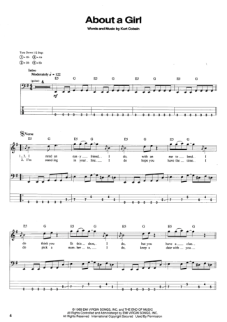 19222 Partitura - About A Girl - Contra Baixo