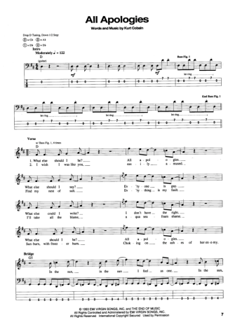 19223 Partitura - All Apologies - Contra Baixo