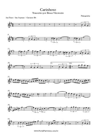 8056 Partitura - Carinhoso - Saxofone Tenor Soprano (Bb)