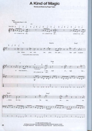 23467 Partitura - A Kind Of Magic - Contra Baixo