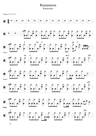 38744 Sheet music - Rammstein - Drums