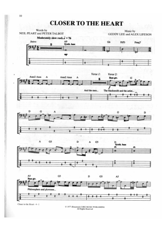 23513 Partitura - Closer To The Heart - Contra Baixo